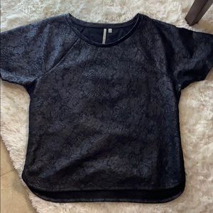 floral leather like blouse...